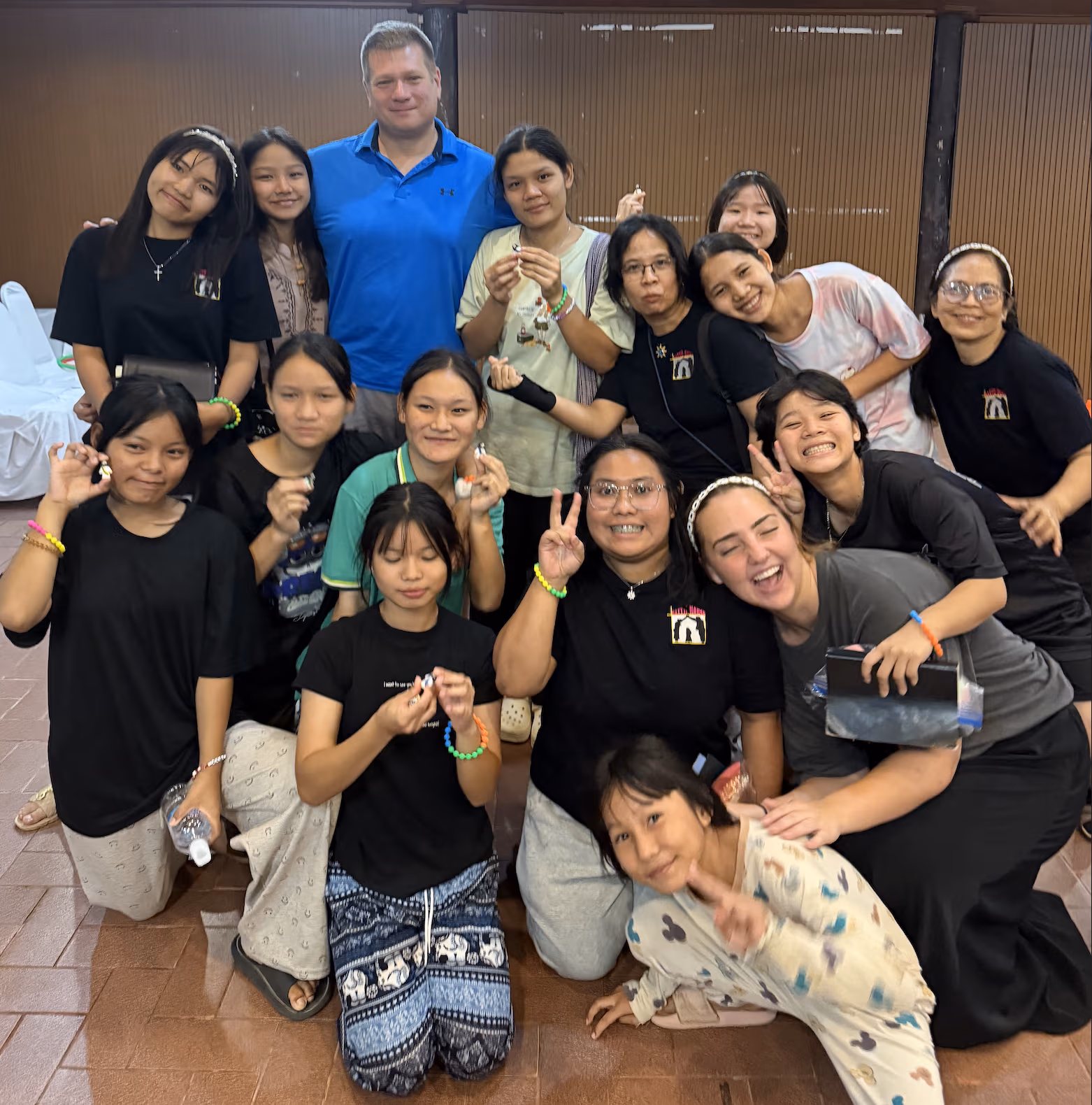 Bill with the Faith House girls after the boundaries lesson
